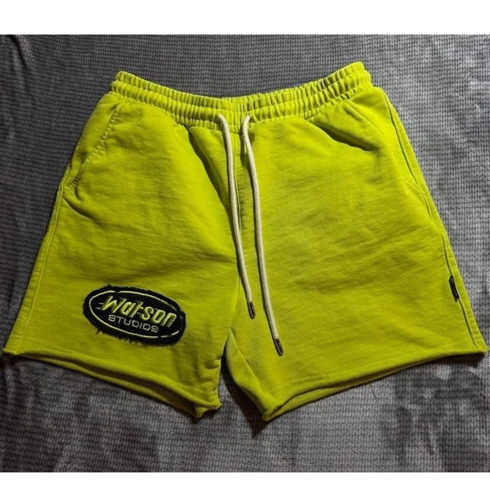 Watson Studios Neon Lime Green Sweat Shorts Mens Medium Cotton Streetwear 30X5